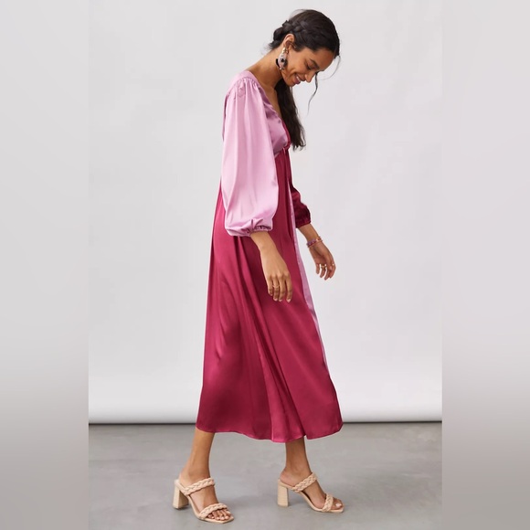 Anthropologie Porridge Colorblocked Maxi Dress, Pink/Fuchsia, Size Small - Picture 3 of 16